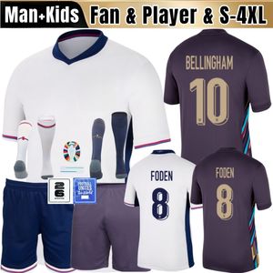 2024 Euro Kupa İngiltere Bellingham Kelly Futbol Formaları Milli Takımı Toone Futbol Gömlek Beyaz Bright Kane Sterling Rashford Sancho Grealish Erkekler Çocuk Kiti