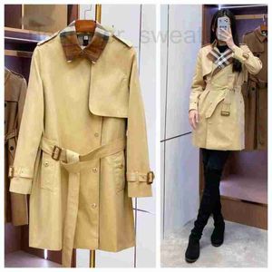 Women's Trench Coats Designer Plaid Cut Cotton Gabadian Trench Windbreaker Honey RTCH