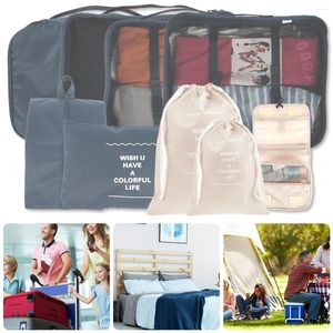 Aufbewahrungstaschen 7pcs Reisetasche wasserdicht mit großer Kapazitätsverpackungs Organizer Beutel mit Reißverschluss und faltbarem Platz sparbares Gepäck