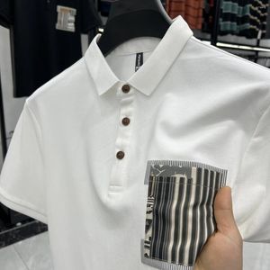 Męska wysokiej klasy jedwabna bawełniana koszula Polo krótkie rękawowe modne wydrukowane lapy T-shirt 2024Summer Oddychający top marki
