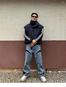 Herr jeans y2k byxor grafisk hiphop för män estetiska brev manliga cowboy byxor retro koreanska mode vintage kläder