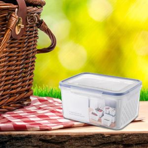 Storage Bottles Double Layer Drain Basket Crisper Kitchen Supplies Microwave Freezer Sealed Box Plastic Refrigerator Fruit