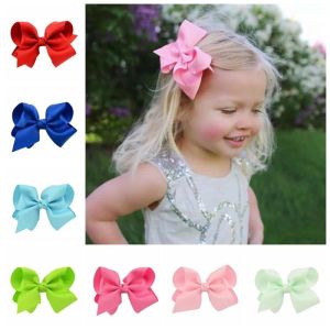 4 inch Solid Grosgrain Ribbon Hair Clip Handmade Bow Knot Boutique Hair Accessories for Girls Fashion Headwear LL