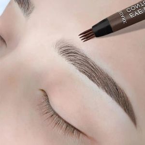 Förbättrare 4 poäng Eyebrow Pen 5 Färger Liquid Brow Pencil Dark Brown Microblading Eyebrow Pencil Waterproof Eyebrow Tattoo Pen Cosmetic