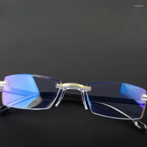 Occhiali da sole Anti-blue Light Reading Glasses che corrono Street Stall Wholesale Ultra Light Frameless Diamond Tranming