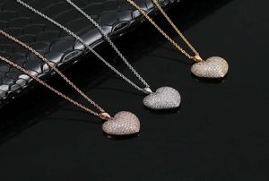 pendants fashion heartshaped full diamond clavicle sweet girl threedimensional love copper zirconium Necklace1771255