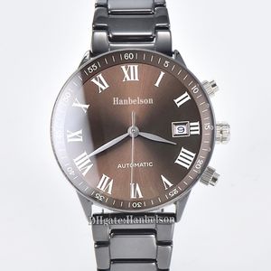 Casual Mens Watch 8215 Japan Automatisk rörelse armbandsur safirglas 40mm romerska siffror brun ansiktsmekanisk klocka