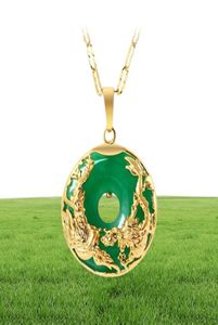 女性用の14Kゴールドネックレスエメラルドペンダント贅沢コルガンテDE 925 MUJER GREEN JADE EMERALD PENDANT TOPAZ GEMSTONE NECKLACES CX22842060