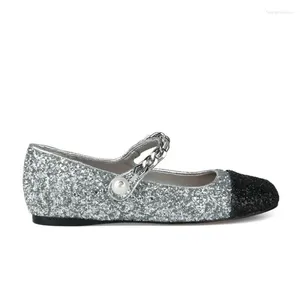 Scarpe casual 2024 Donne British Flat Water Diamond Fibbia perle Fashion Segreta di paillettes