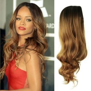 parrucche ricci umane Wig Womens lunghi capelli ricci con un meccanismo di onda del corpo rosa a gradiente nero copertina piena