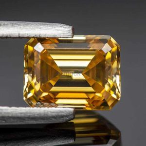 Wedding Rings GRA Certificate Champagne Color Emerald Cut Moissanite Diamond Lab Grown Gemstone Charms Jewelry Rings Earrings Making 240419