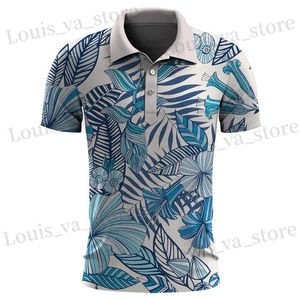 Men's Polos Hawaiian Plants Polo Shirt For Men Summer 3D Print Leaves Flower Short Slve Polo Shirts Oversized Strt Tops T Shirt T240419
