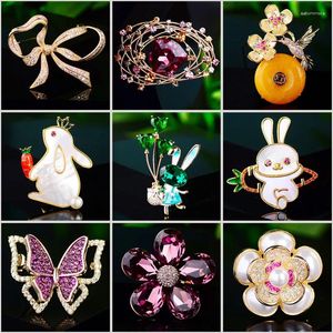 Broschen Luxus Zirkon Imitation Kristallstar Brosche Pin Kreative Schmetterling Camellia Elster Kleidungszubehör Broches für Frauen