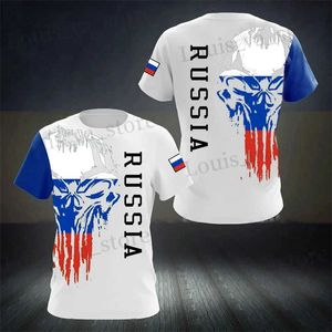 T-shirt maschile Russia National Emblem Flag 3D Stampa 3d uomini T-shirt per ragazzi T-shirt giornaliero Oversize oversize thirt a spazzatura corta homme tops t240419