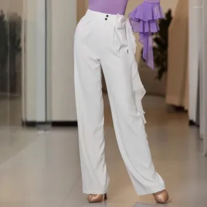 Стадия Wear Band Высокая талия латинские танцевальные штаны латиноамериканские брюки платья женски