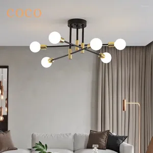 Chandeliers 2024 Modern İskandinav Art Siyah LED Işıklar 4/6/8 Hafif Ev Aydınlatma İç Fikstür Tavanları Ampulleri İçermez