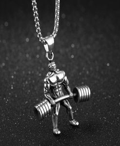 Designer de luxo popular da moda Whole Fashion Rock Hércules Weightlifting Sports Man Man Titanium Steel Pingente Colar para MEN5512664