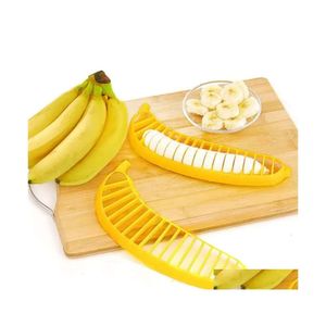 Küche Plastik Gadgets Gemüse Fruchtwerkzeug Bananenschneider Cutter Salat Hersteller Kochen Schnitt Hubschrauber Tropfen Hausgarten Dining U0508
