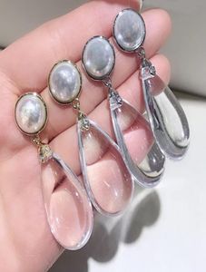 55x2cm c estilo transparente liga de prata Brincos de agulha de prata Europa e America Ladies Collection Ear Stud Acessórios de jóias de luxo 5901322