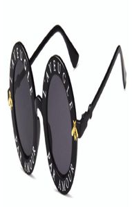 Мода очистка ретро круглые солнцезащитные очки английские буквы Little Bee Sun Glasses Мужчины Женщины бокалы дизайнер мода Male FEMA1315459