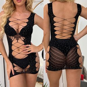 Casual Dresses Women's Spotted Gypsophila Cross-Border Net Clothes Spot Drill Starry Sky Fishnet