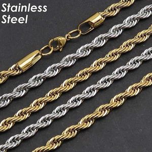 Pendant Necklaces 10 Pieces Rope Chain Necklace Stainless Steel Rope Necklace Gold Color Rope Necklace for Men or Women 240419