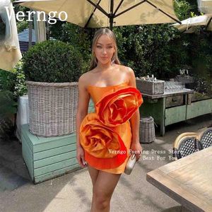 Sukienki imprezowe Verngo Orange Satin Mini Sukni