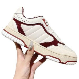 2024 New Color Designs Vintage Tênis de efeito antigo angustiado Sapatos brancos Sapatos de tábua de tênis superior Camada de vaca Superior de coloração dupla de cor grossa de cor grossa