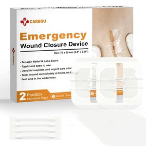 YNWM First Aid Supply CARBOU 2PCS Zipper Painless Wound Closure Device Suture-free Wound Dressing Closure Strips Kit Emergency Laceration Closures d240419