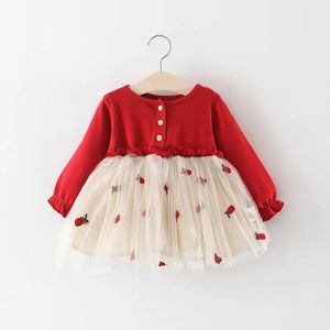 Lawadka 6m3t abiti da bambino nato a primavera per ragazza in pizzo Princess First Birthday Party Red Outfits Abiti 2023 240416