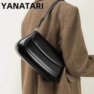 Totes YANATARI Underarm Cowhide Genuine Leather Handbags Women Vintage Shoulder Bag Female Luxury Bags Womens High Quality 2024