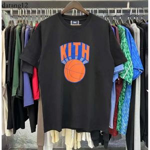 Designer Thirts Mens Kith Shirt Lettera stampata Blue Sky White Cloud Forest Forest Print Cotton di alta qualità Harajuku Oversize Short SL 4425