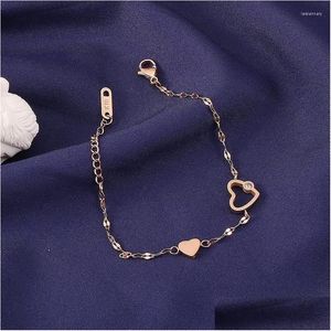 Urok bransoletki Śliczne stalowe łańcuch serca regulowane bransoletki modne modne akcesoria biżuterii ze stali nierdzewnej upuszcza dostawa dheuf