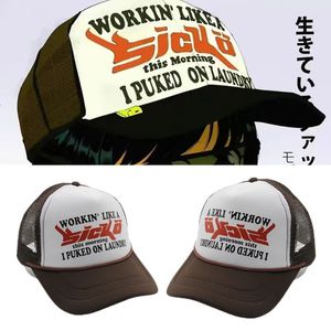 Vintage Sicko Street Letter Trucker Hat Ian Connor Sicko Mesh Hats 3D Print Baseball Cap Dekoracja Hip Hop Caps 240419