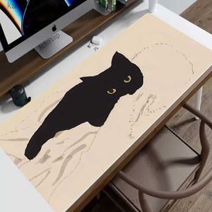 Mouse almofadas de pulso repousa as almofadas de gato de gato fofas preto kawaii gaming mousepads 40x90cm grande homer mousepad jogador de borracha xxxl mat da empresa para meninas y240419