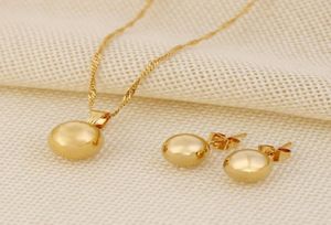 Classics Pendant Necklace Ball Earrings SET 9 k Fine Gold Women Party Jewelry Gifts joias ouro mujer5092133