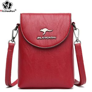 Çantalar moda akıllı telefon için küçük omuz çanta cep telefonu çanta fermuar flep ünlü marka yumuşak deri çapraz kanatlı çantalar kadınlar için