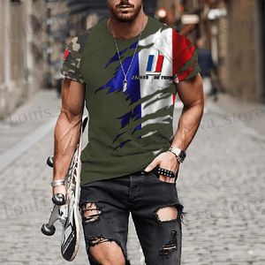 Koszulki mężczyzn France Army Camouflage T-Shirt Commando Army-Veteran 3D Siły Specjalne Krótkie sklasyfikowane szczyty Homme wojskowe Camisetas T240419