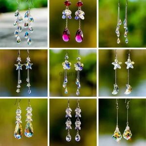 Outros 2023 New Fashion Long Tassel Ab Crystal Brincos pendurados para mulheres Temperamento ELEGANTEN ENGIGATE Party Jewelry Gifts 240419