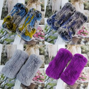 Fingers Five Gloves Winter Girl Natural Real Rex Rabbit Fur Good Elastic Hand Knitted Mittens Lady 230816