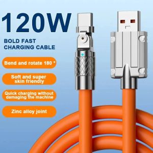 1M 120W 6A 180° Rotating Type-C Charger Liquid Silicone Cable Mobile game Super Fast Charging Usb Type C Cable For Xiaomi iPhone 14 Samsung opp bag