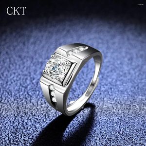 Pierścienie klastra 1 Pierścień Moissanite 925 Silver for Men Prezent Eternity zaręczyny ślub