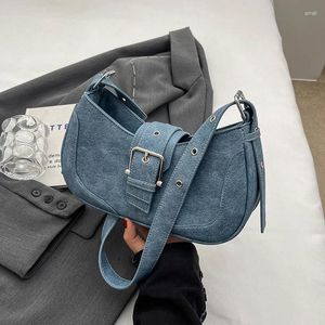 DrawString Trendy Designer denim Totes axelväska för kvinnor avslappnad handväska och plånböcker 2024 damer crossbody messenger väskor