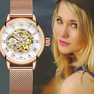 Orkina Mechanical Watches Women Top Brand Luxury Fashion Casual Skeleton Waterproof Automatic Self-Wind Arve Watches For Women 240407