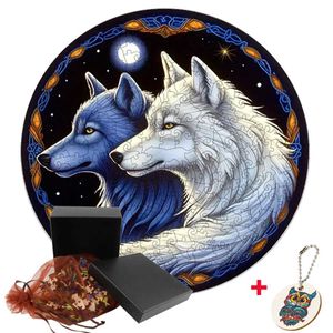 3D Rätsel DIY Holz Jigsaw Puzzle Wolf Tier Rätsel Set für Erwachsene Kinder Bildungspulting Spielzeug für Kinder Weihnachtsgeschenke Home Decor 240419