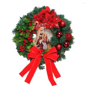 Flores decorativas 1PC Christmas Wreath Door Pinging Ornament Pingente Garland Sagred para Acessórios para decoração de casa da árvore da árvore de Natal