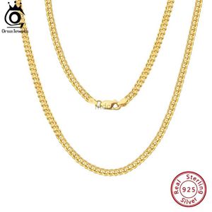 Подвесные ожерелья Orsa Jewels Hip Hop 18k Gold 2,5 мм Франко Цепное ожерелье для мужчин Fashion 925 Серебряное колье стерлингового кожера.