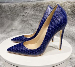 Navy Blue odile Effect Pattern Women Shoes Sext Pointy Toe High Heel Shoe Chic Ladies Printed Slip On Stiletto Dress Pumps Size 33-454916675