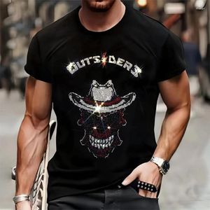 Magliette da camicie da uomo magliette di qualità del marchio Summer Casual Street Short Short Short Tops Tops O-Neck Clown Rhinestone Hip Hop Tshirt Y2K