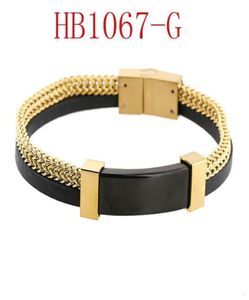 stainless steel jewelry whole fashion leather bracelet double chain designer bangle fashion mens bracelet designer bracelet je46037284210